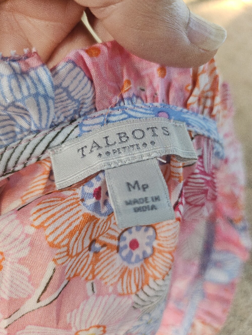 Talbots Floral Pink Colorful Sleeveless Women’s Cotton Blouse Top Size MP - Picture 7 of 9